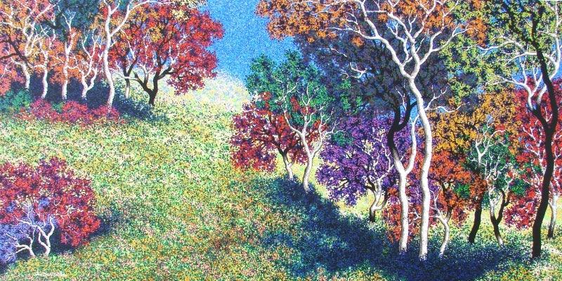 Nature acrylic painting titled 'Nature 9', 24x48 inches, by artist Sanjay Devsale on Canvas