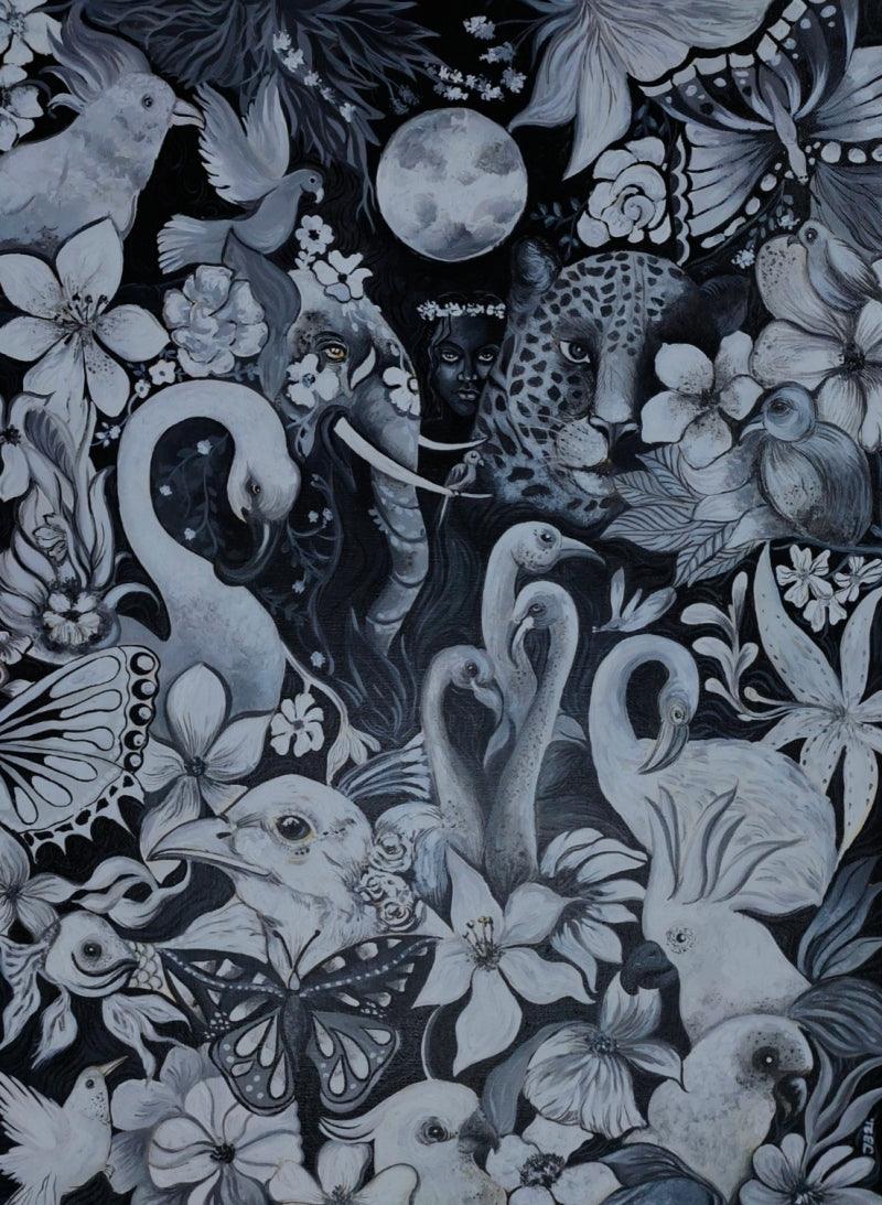 Figurative acrylic painting titled 'Nature', 24x18 inches, by artist Joydeep Bhattachrjee on Canvas