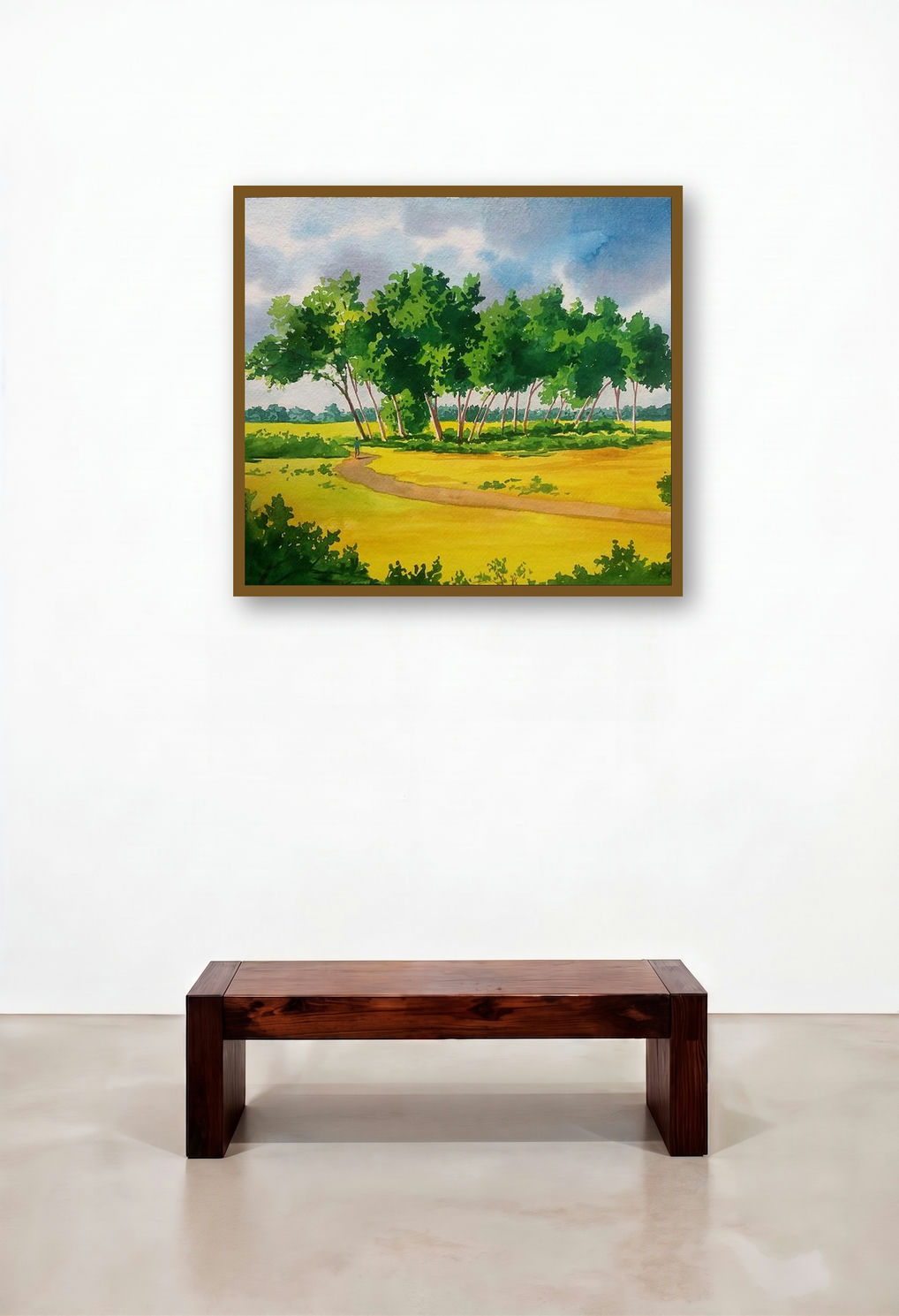 Nature (Sylvan Symphony) by artist Rahul Salve displayed in a Modern Reception Area