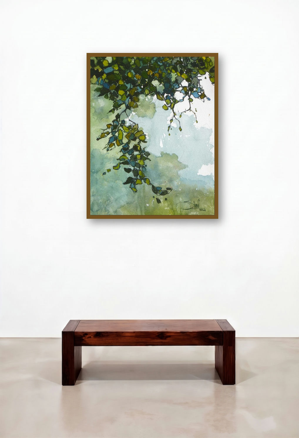 Nature (Verdant Tapestry) by artist Sharad Tawade displayed in a Boutique Hotel Style Dining Room