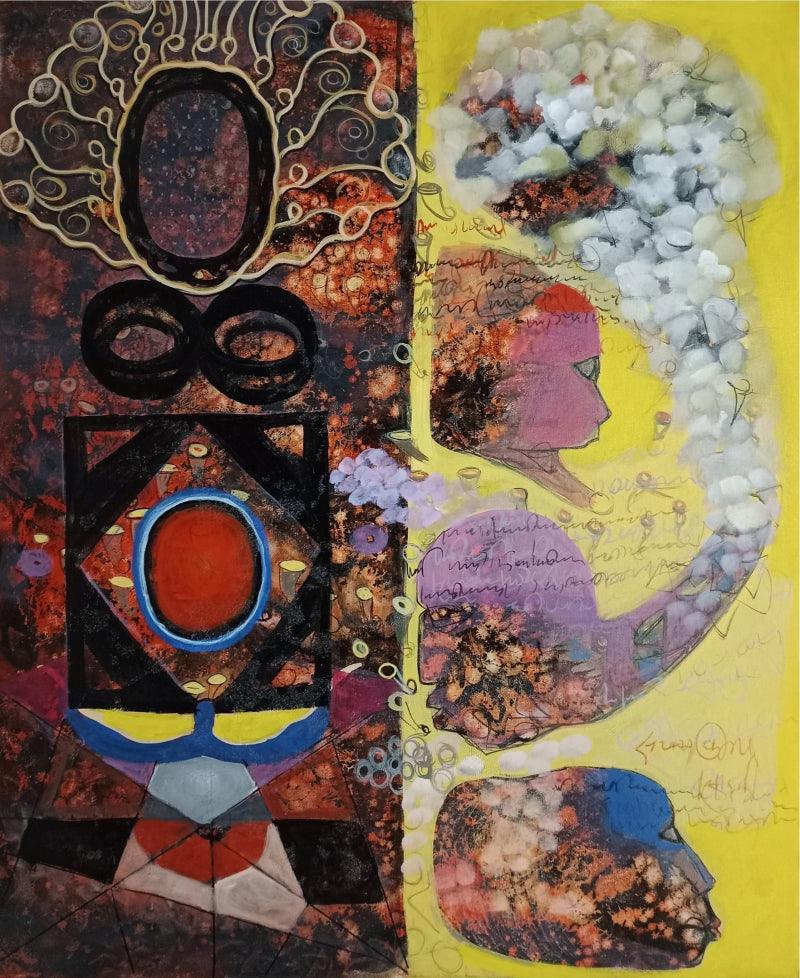 contemporary mixed media painting titled 'Nature', 36x30 inches, by artist Sanjay Sahani on Canvas