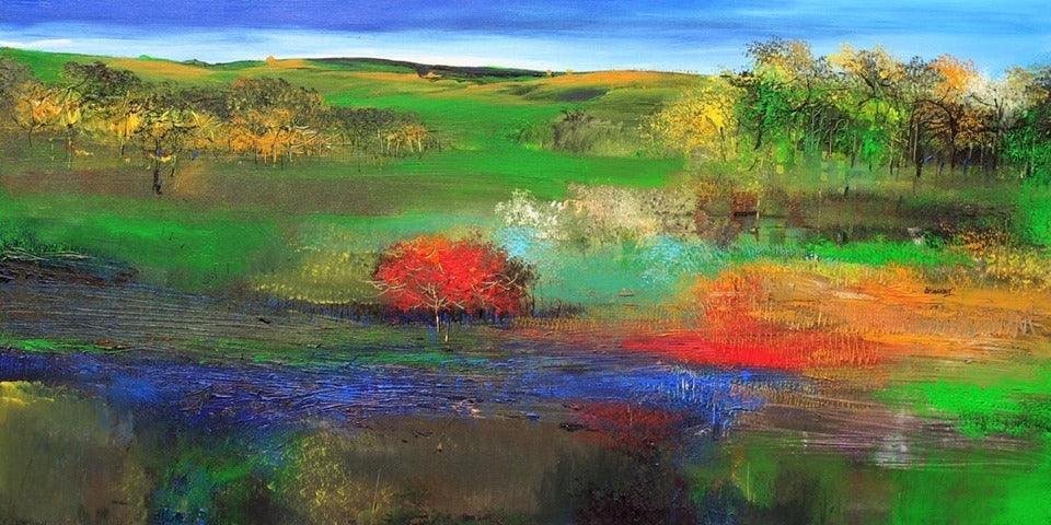 Nature acrylic painting titled 'Nature', 24x48 inches, by artist Bhaskar Rao on Canvas