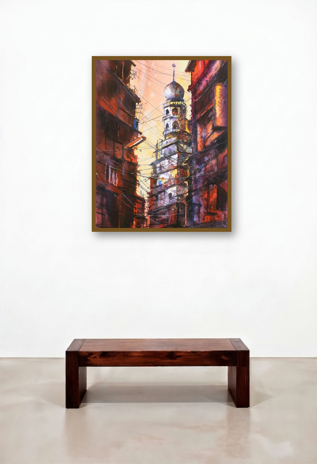 Old City (Urban Tapestry) by artist Sadek Ahmed displayed in a Modern Home Office