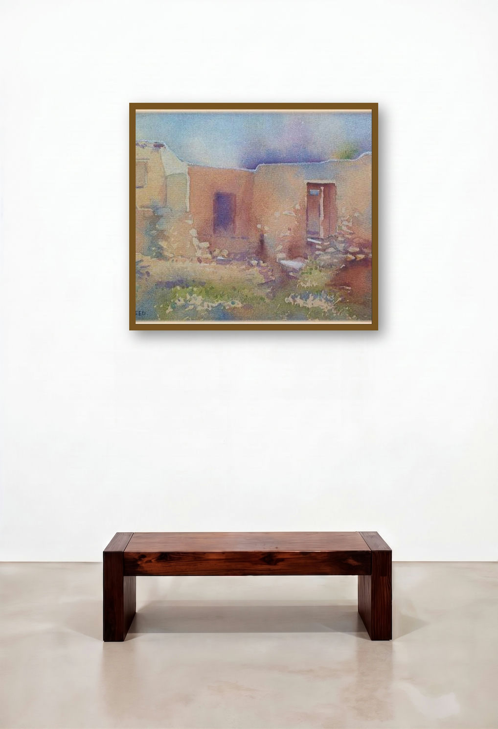 Old House by artist Fareed Ahmed displayed in a Industrial Reception Area