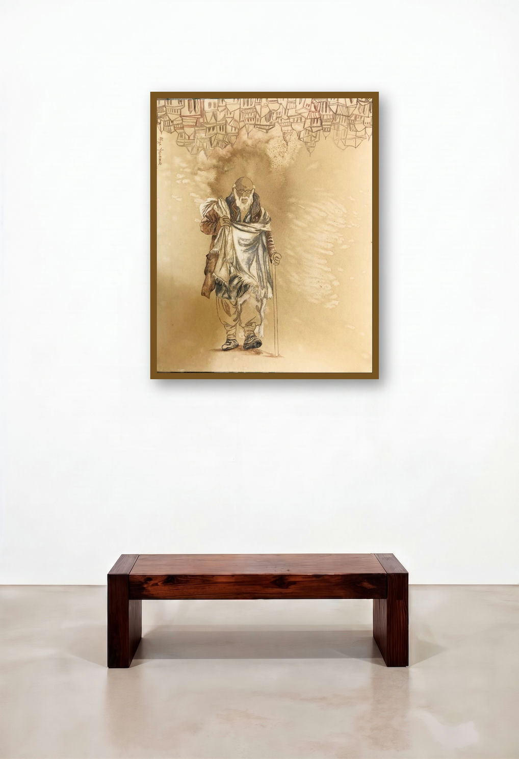 Old Man (Solitude and Reflection) by artist Afza Tamkanat displayed in a Eclectic Dining Room