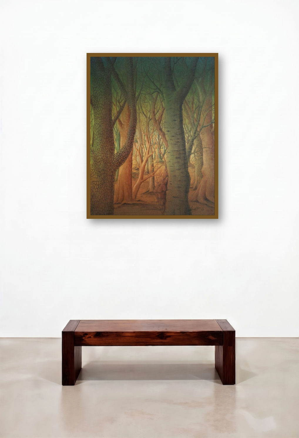 Oneness (Enigmatic Forest) by artist Anil Kumar Vishwakarma displayed in a Boutique Hotel Style Hotel Lobby