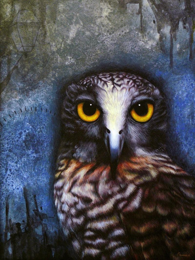 Animals acrylic painting titled 'Owl', 20x16 inches, by artist Ramesh Das on Canvas