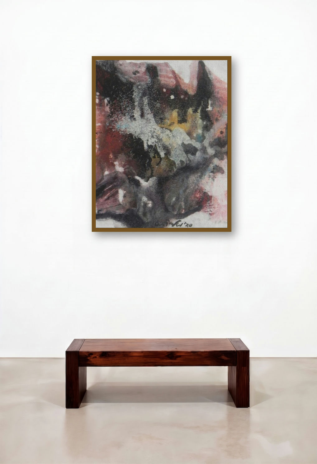 Pain 2 (Abstract Organic) by artist Kartick Dinda displayed in a Minimalist Study