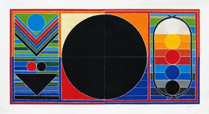 Abstract serigraphs painting titled 'Panchtatva', 40x74 inches, by artist S. H. Raza on Paper