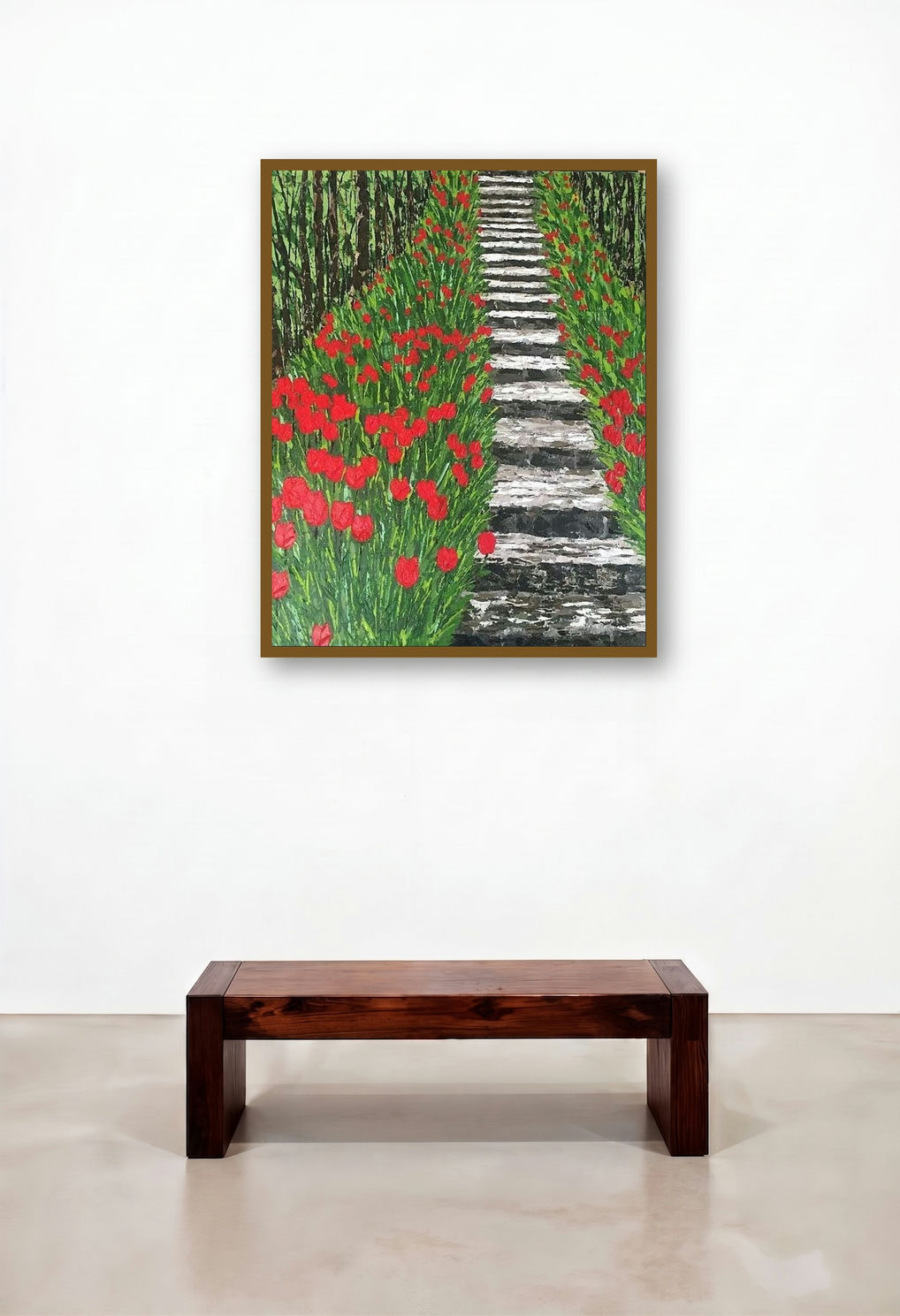 Paradise (Path of Blooms) by artist Shilpi Singh Patel displayed in a Scandinavian Hallway