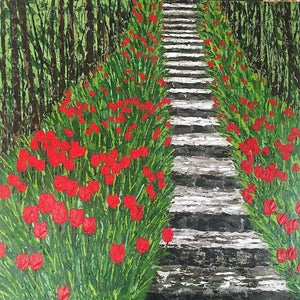 Nature acrylic painting titled 'Paradise', 30x30 inches, by artist Shilpi Singh Patel on Canvas