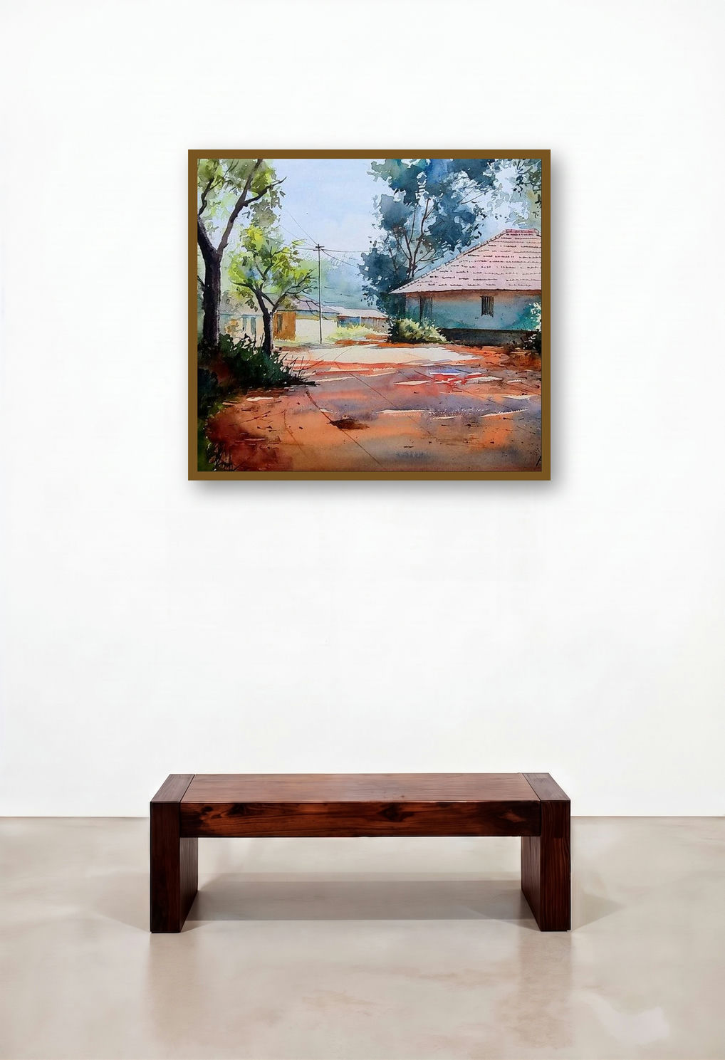 Peaceful Shadow (Sunlit Pathway) by artist Abhijeet Bahadure displayed in a Modern Dining Room