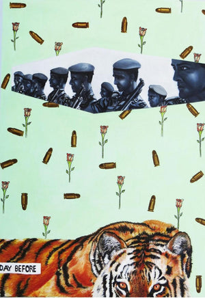 contemporary acrylic oil painting titled 'Perception', 46x36 inches, by artist Riddhima Sharraf on Canvas