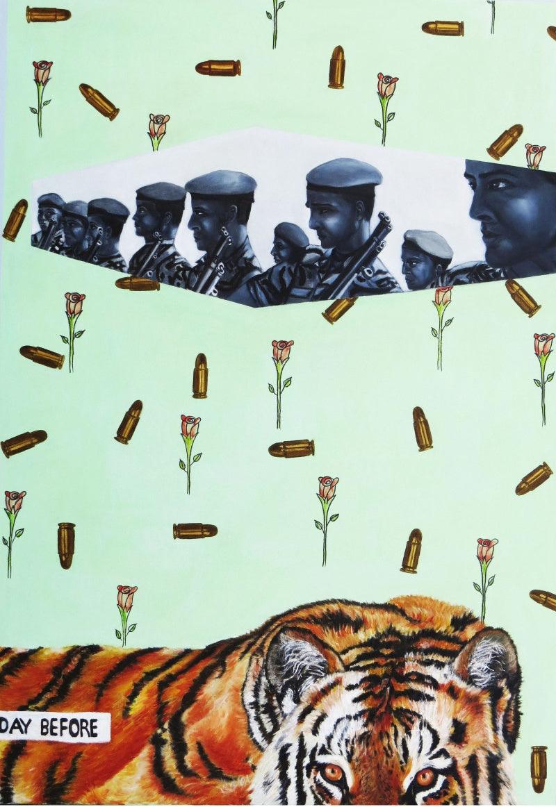 contemporary acrylic oil painting titled 'Perception', 46x36 inches, by artist Riddhima Sharraf on Canvas