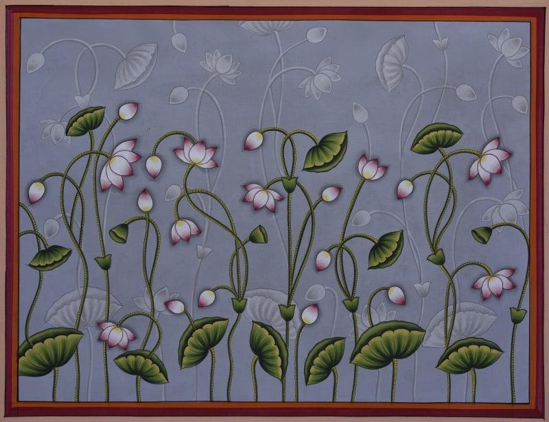 Nature pichwai traditional art titled 'Pichwai 24', 16x21 inches, by artist Pichwai Art on Cotton Cloth