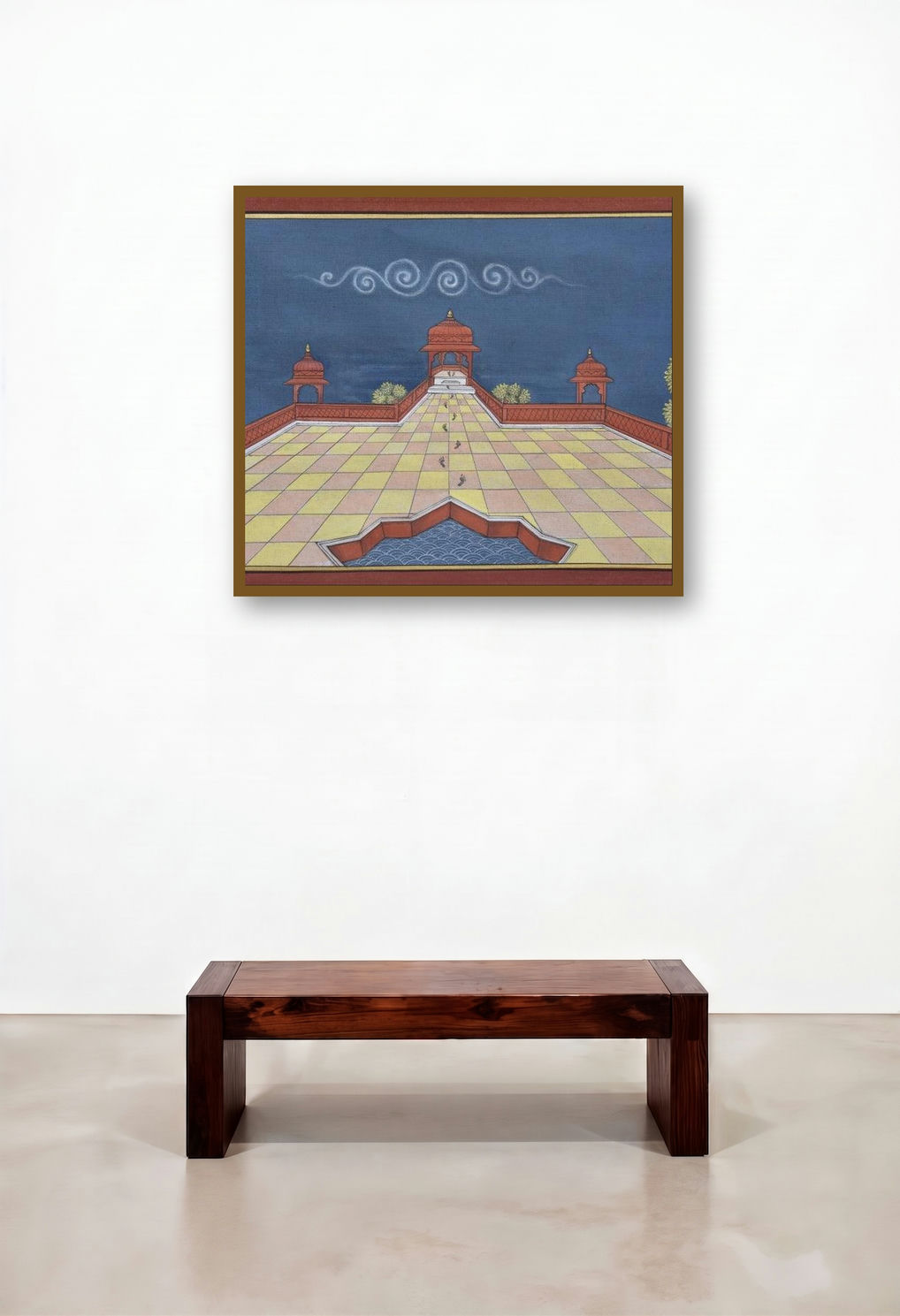 Pichwai (A Path to Reflection) by artist Pushkar Lohar displayed in a Coastal Living Room