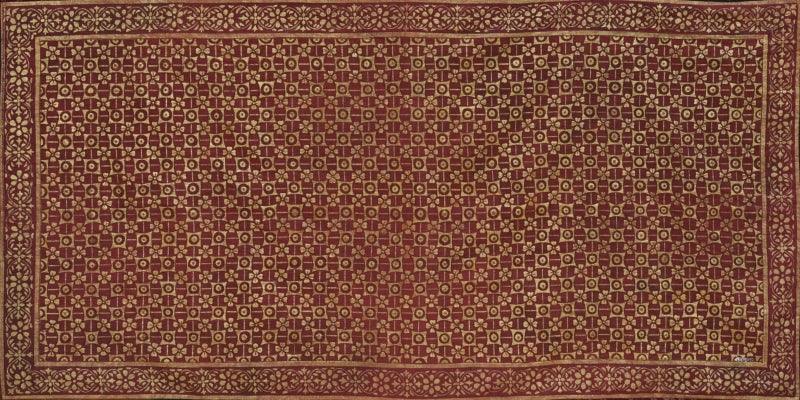 Religious pichwai traditional art titled 'Pichwai', 47x23 inches, by artist Pichwai Art on Cotton Cloth