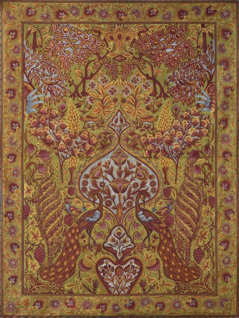 Religious pichwai traditional art titled 'Pichwai', 36x47 inches, by artist Pichwai Art on Cotton Cloth