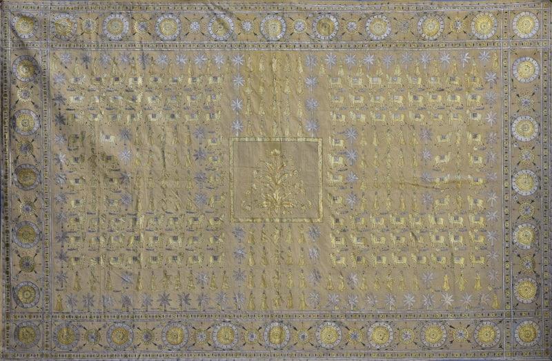 Religious pichwai traditional art titled 'Pichwai', 70x46 inches, by artist Pichwai Art on Cotton Cloth