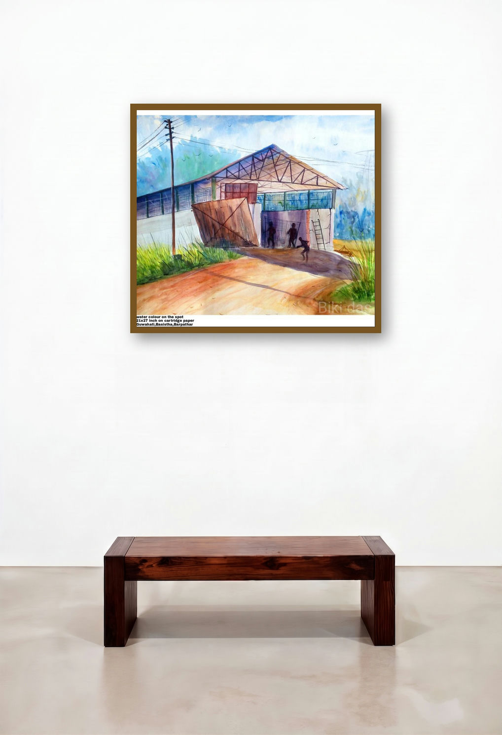 Plain Air (Open Air Serenity) by artist Biki Das displayed in a Contemporary Dining Room