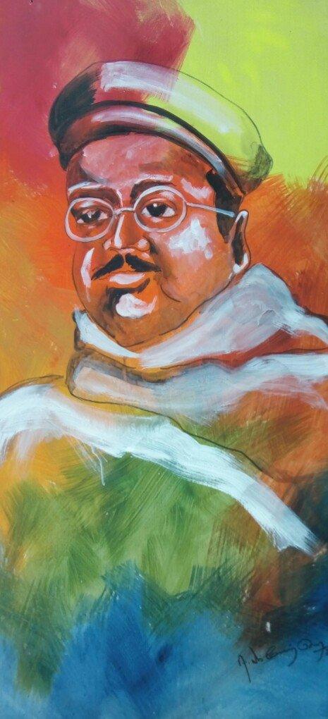 Fashion acrylic painting titled 'Portrait', 48x36 inches, by artist Vignesh Kumar on CardBoard