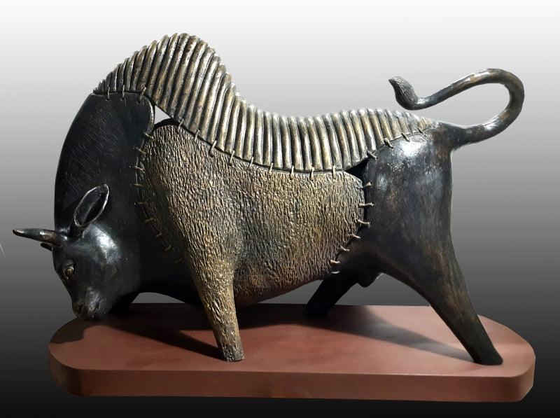 Animals sculpture titled 'Power', 21x34x10 inches, by artist Subrata Paul on Bronze