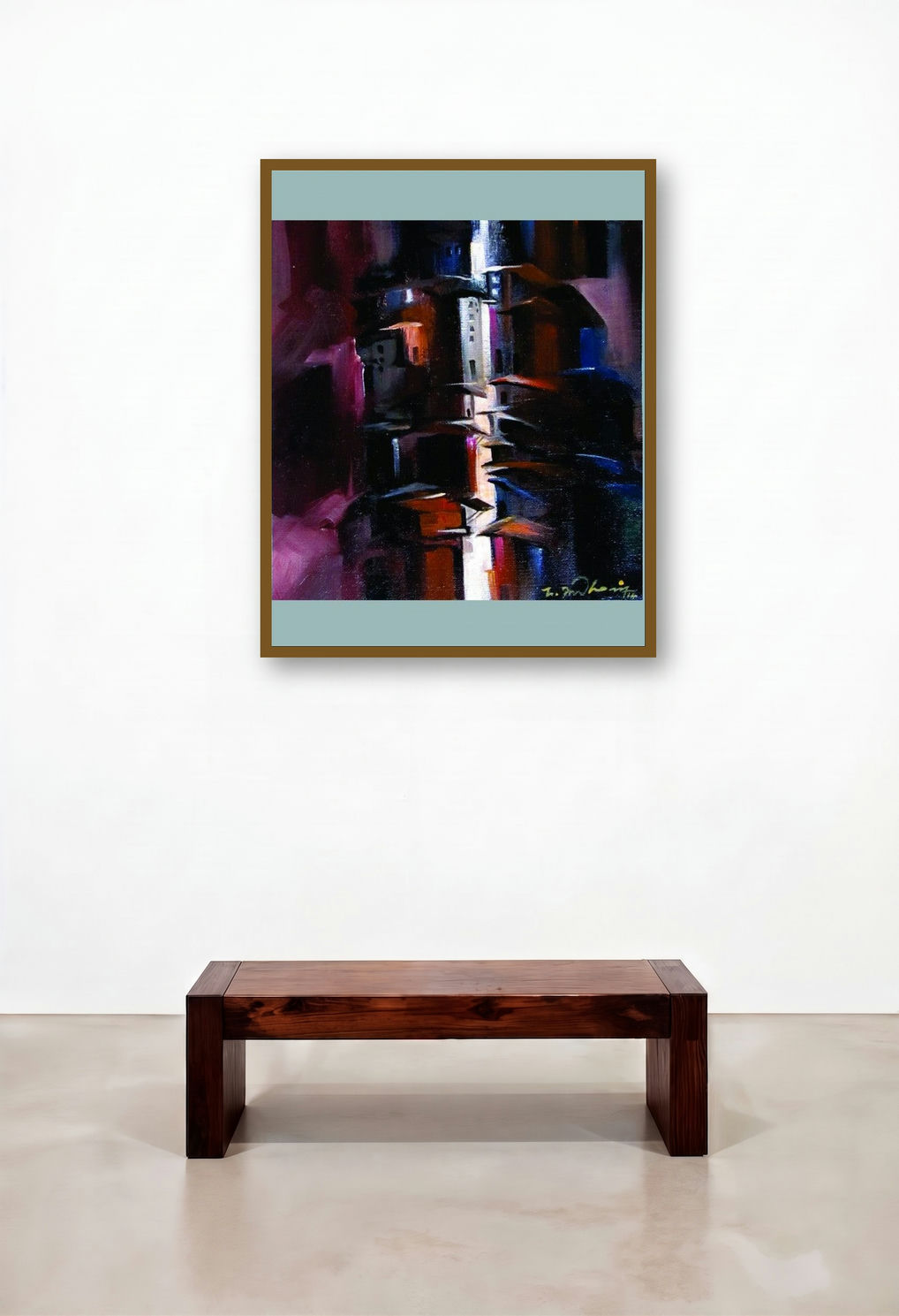 Present Landscape (City Shadows: An Urban Abstraction) by artist Solomon Rajendiran displayed in a Elegant Executive Office