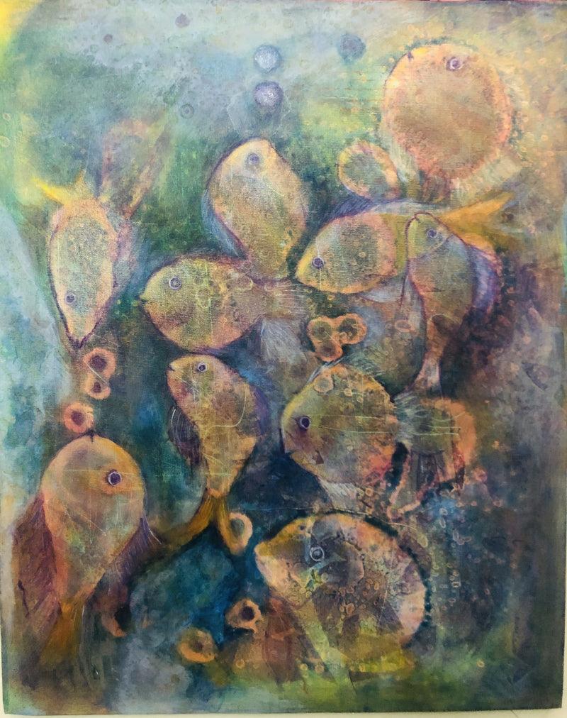 contemporary acrylic painting titled 'Preserve the ocean', 30x24 inches, by artist Priya Yabaluri on Canvas