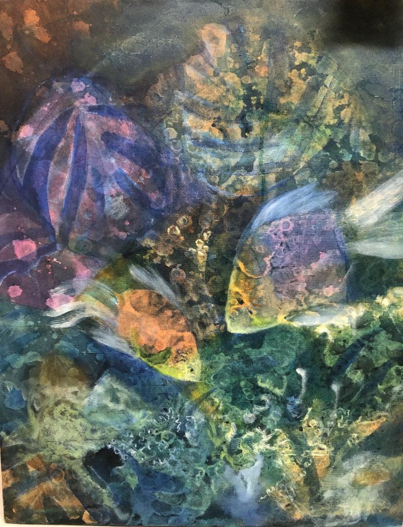 contemporary acrylic painting titled 'Preserve the ocean', 30x24 inches, by artist Priya Yabaluri on Canvas