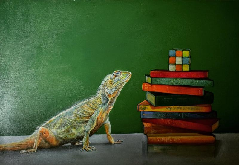 Animals acrylic painting titled 'Puzzle Of Colours', 24x24 inches, by artist Sumon Naskar on Canvas