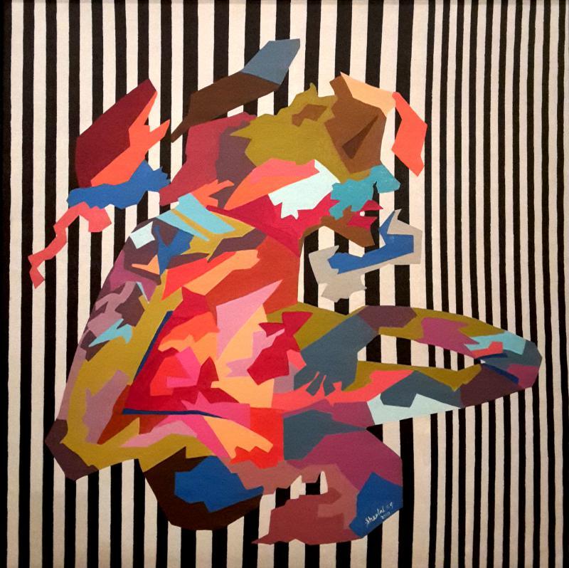 Abstract acrylic painting titled 'Queen', 36x36 inches, by artist Sheetal Singh on Canvas