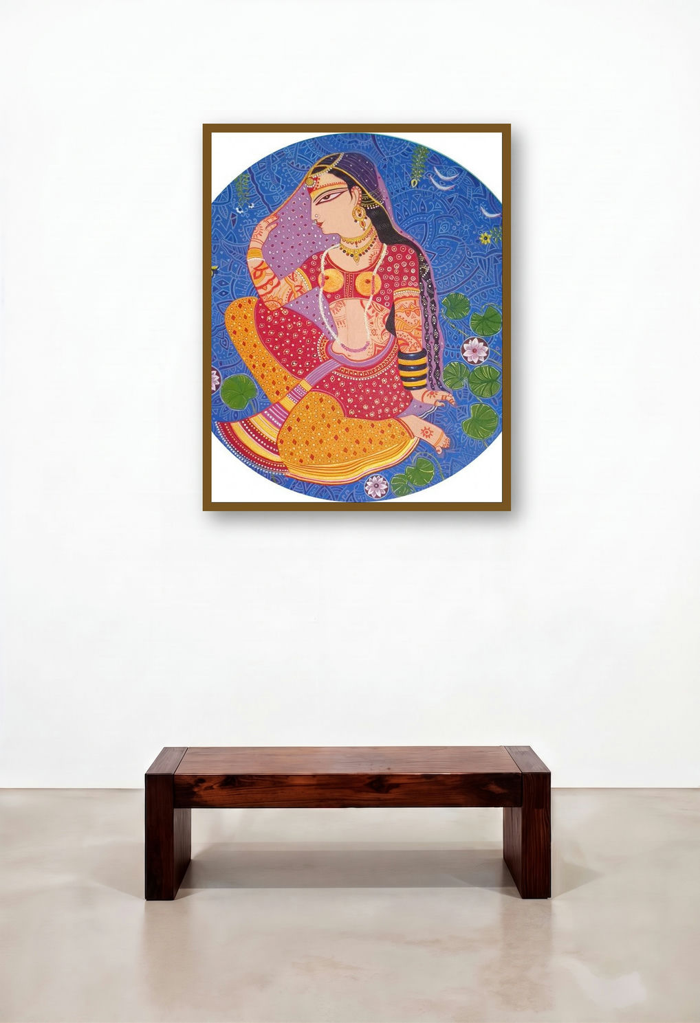 Radha 2 (The Serene Beauty of Radha) by artist Bhaskar Lahiri displayed in a Industrial Foyer