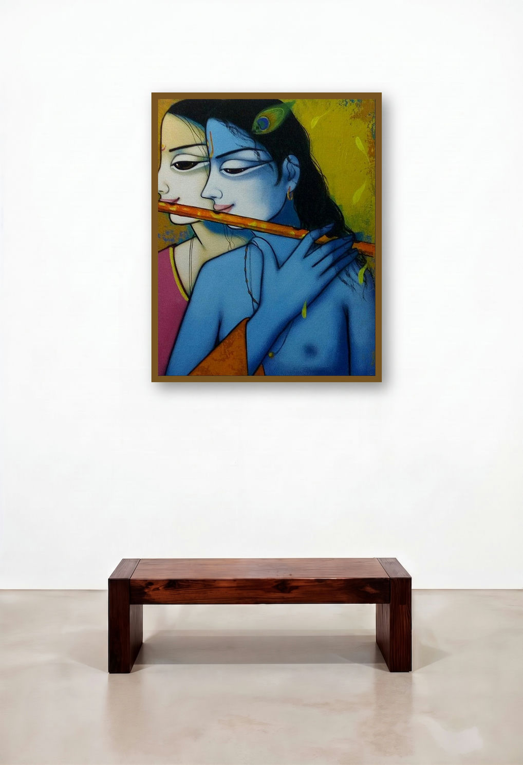 Radha Krishna 2 by artist Pravin Utge displayed in a Elegant Hotel Suite