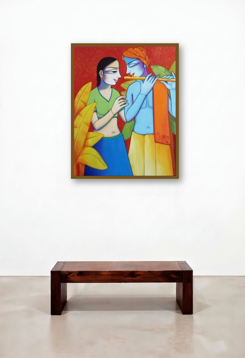 Radha Krishna 3 by artist Pravin Utge displayed in a Classic Hallway