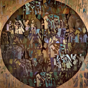 Religious acrylic painting titled 'Radha Krishna', 36x36 inches, by artist Zalak Bheda on Canvas