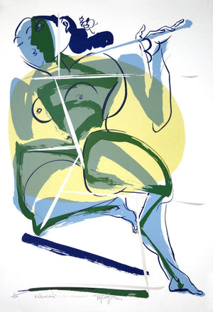 Religious serigraphs painting titled 'Radhakrishna', 30x20 inches, by artist Jatin Das on Paper