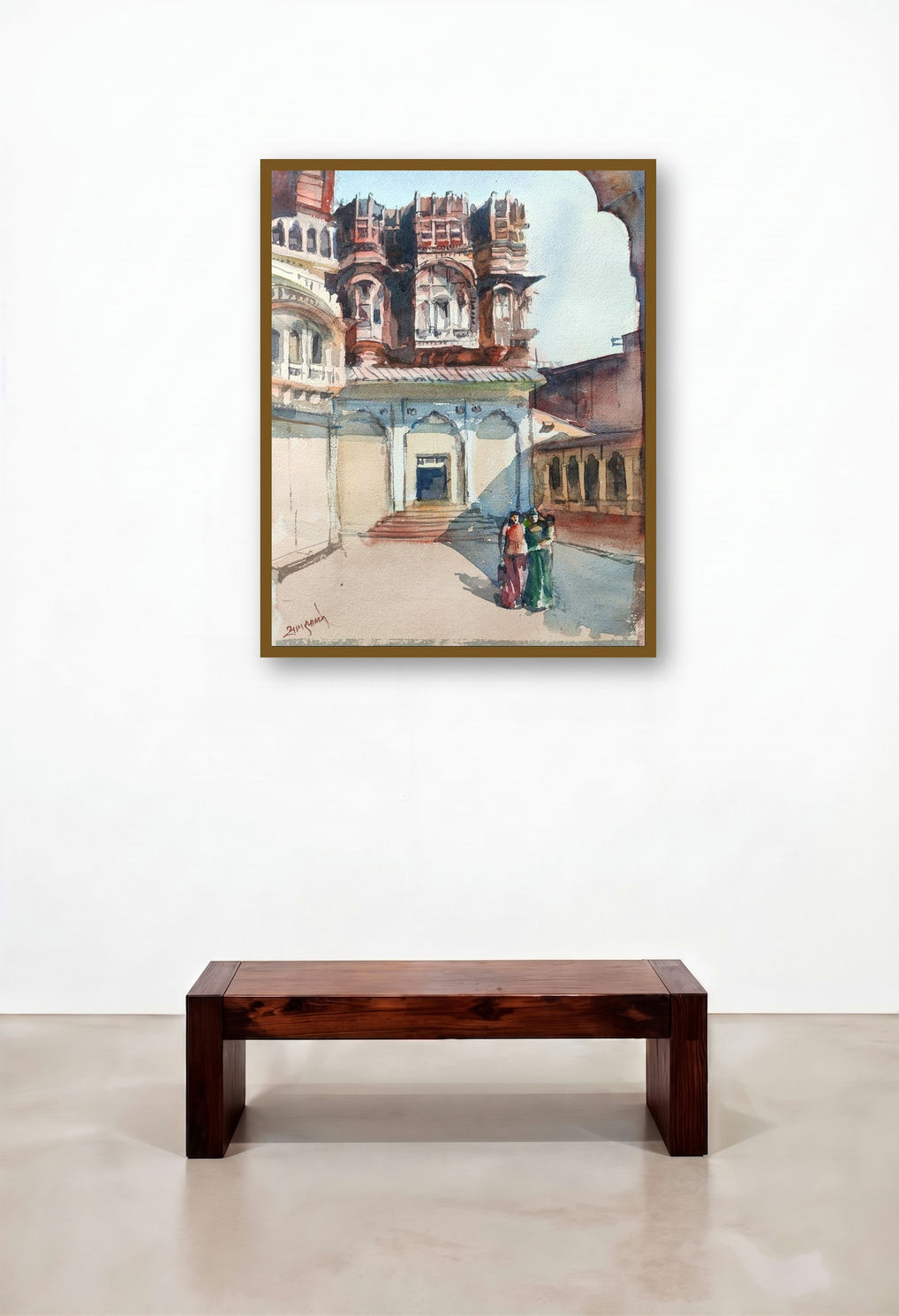 Rajasthan (Royal Courtyard) by artist Sagar Palwe displayed in a Eclectic Foyer