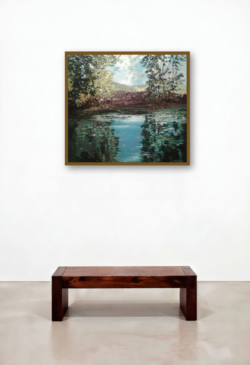 Reflection (Serene Waters) by artist Sachin Gaikwad displayed in a Boutique Hotel Style Study