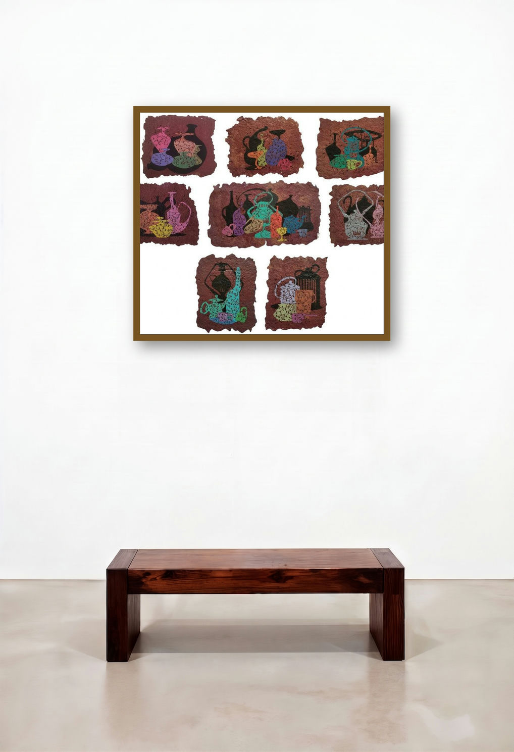 Relation (A Tapestry of Vessels) by artist Mandar Khadtar displayed in a Art Deco Dining Room