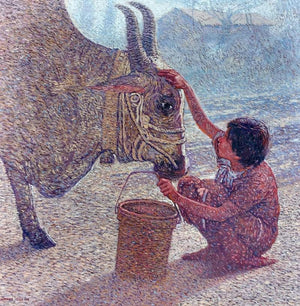 Figurative oil painting titled 'Relation', 36x36 inches, by artist NanaSaheb Yeole on Canvas