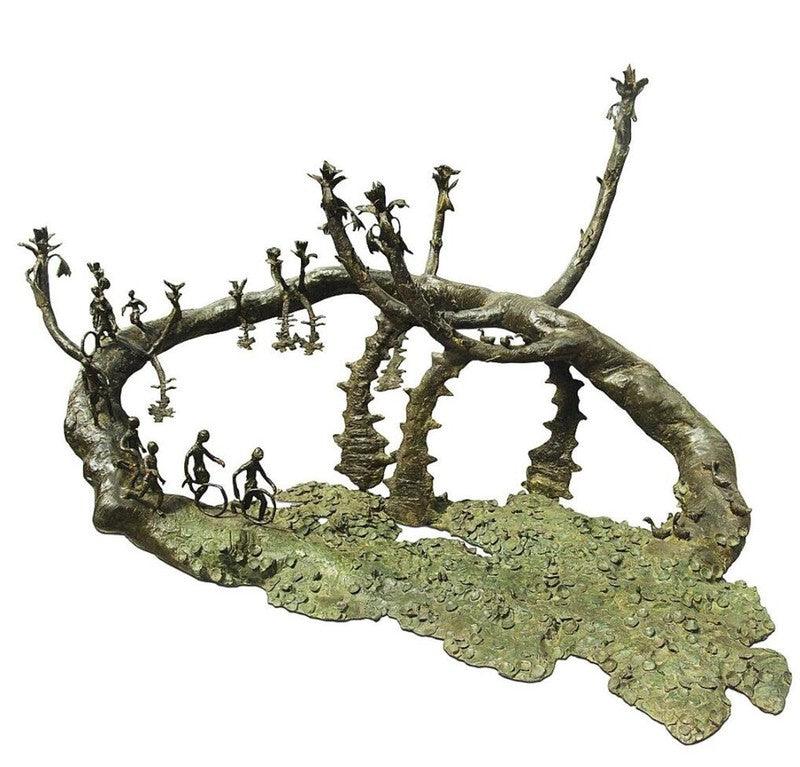 Figurative sculpture titled 'Rhythm', 49x61x36 inches, by artist Mrinal Kanti on Bronze