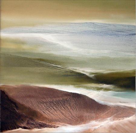 Landscape oil painting titled 'Rockscape', 72x72 inches, by artist Vinod Sharma on Canvas