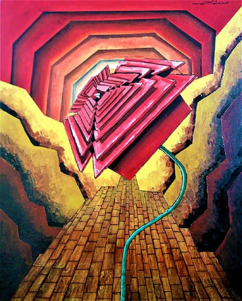 Abstract acrylic painting titled 'Rose', 30x24 inches, by artist Kartikey Sharma on Canvas