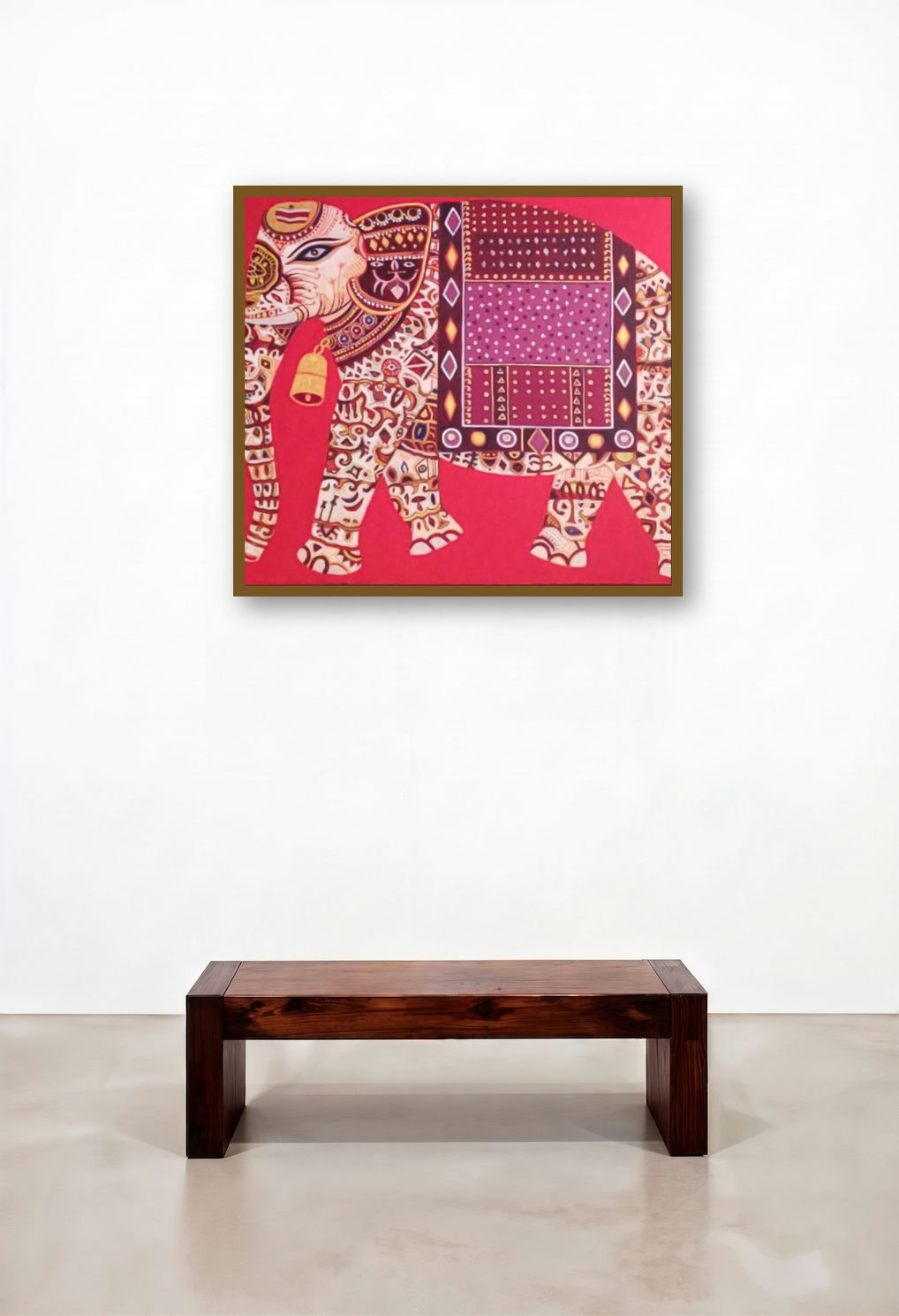 Royal Elephant 1 (Majestic Elephant) by artist Bhaskar Lahiri displayed in a Classic Executive Office