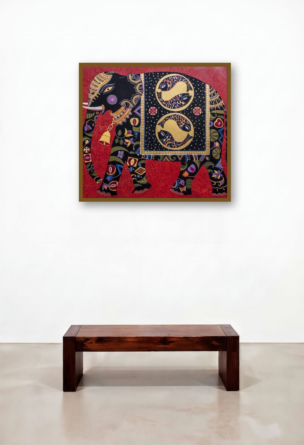 Royal Elephant 5 (Ornate Elephant) by artist Bhaskar Lahiri displayed in a Elegant Penthouse