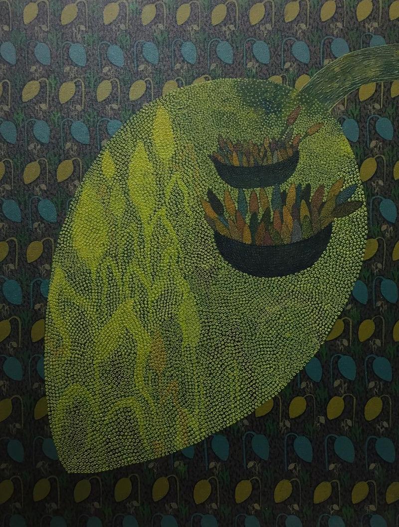 contemporary acrylic painting titled 'Rural Life', 29x24 inches, by artist Rahul Pawar on Canvas