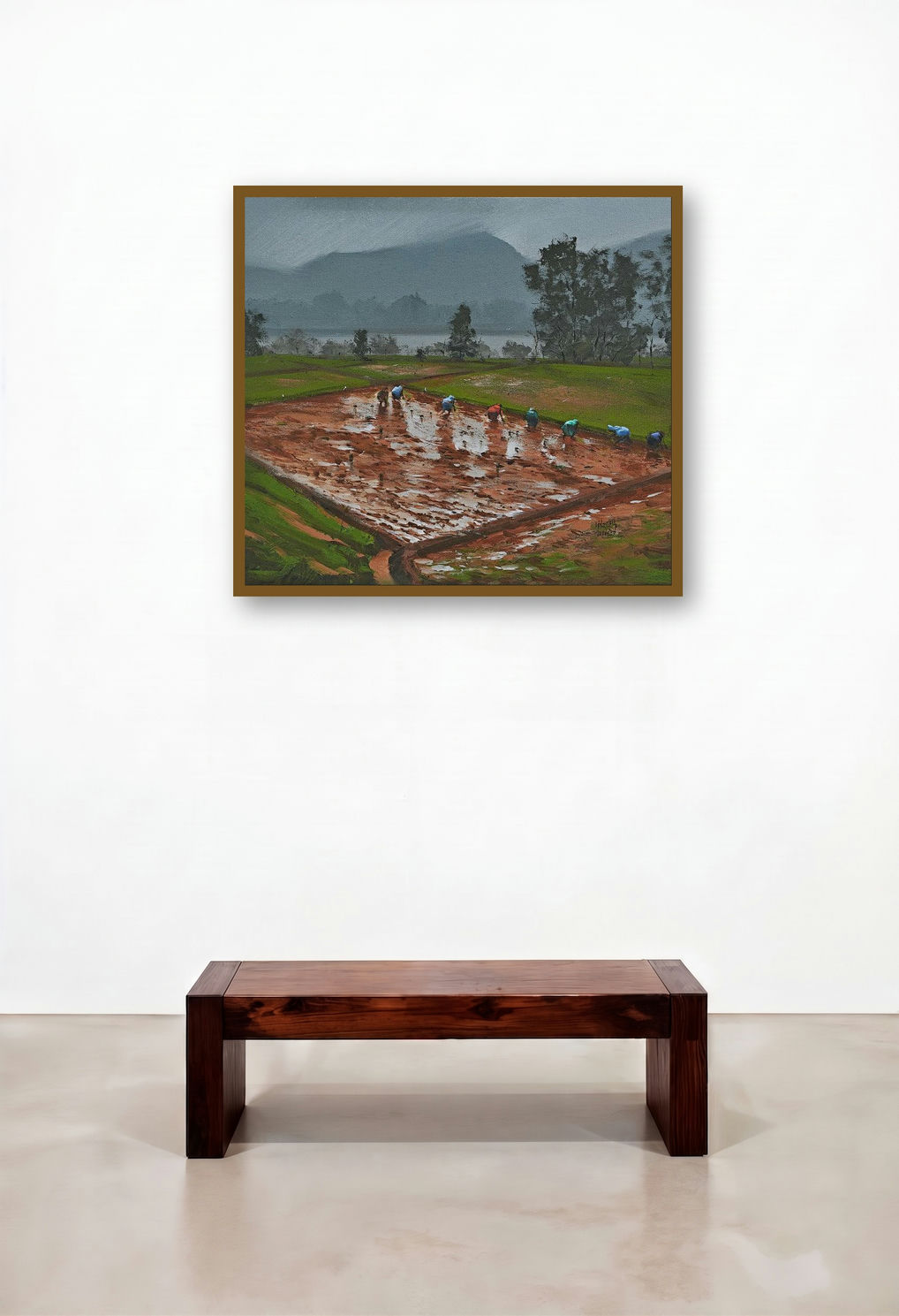 Sandhya by artist Mangesh Shinde displayed in a Luxury Living Room