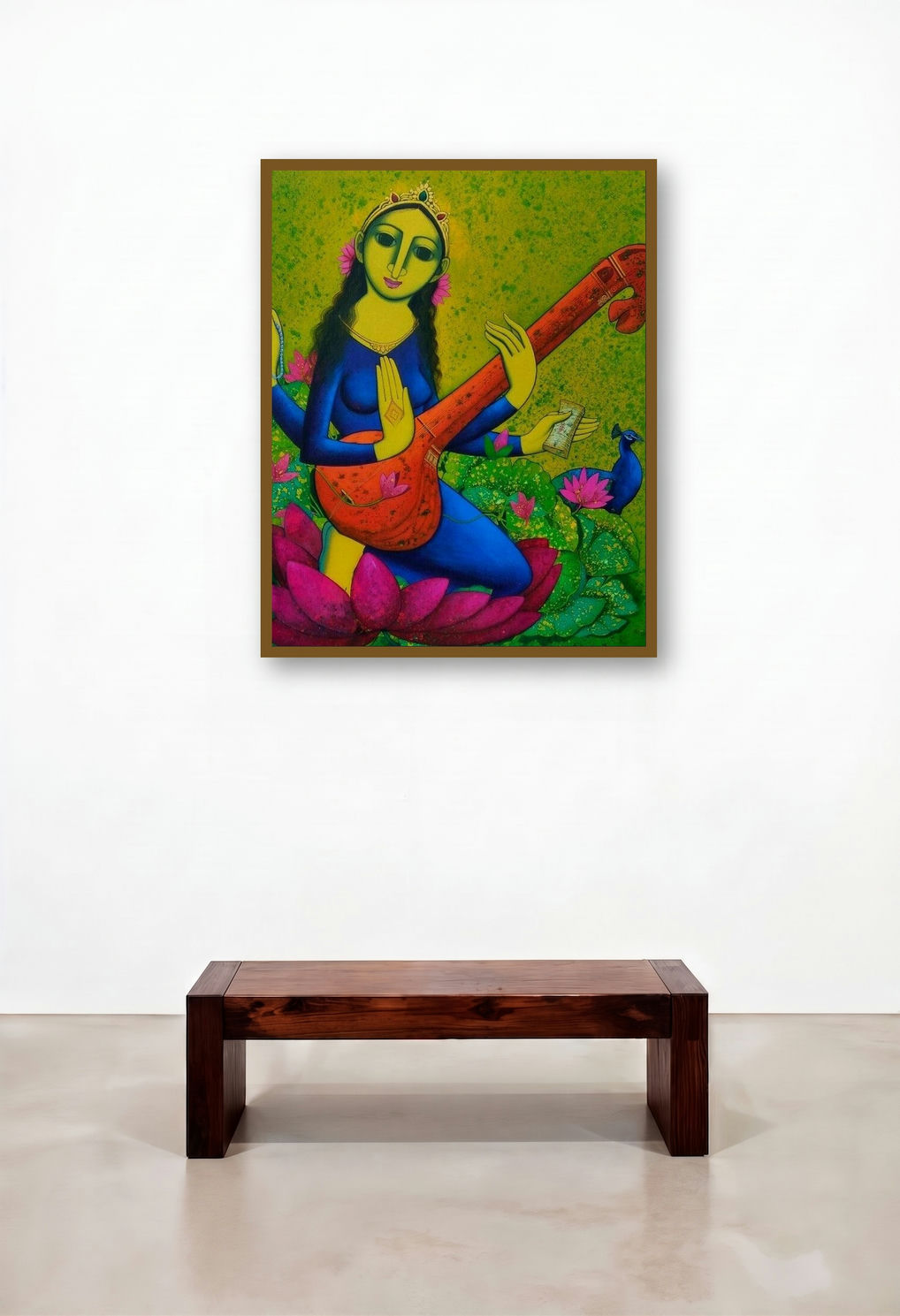 Saraswati (Saraswati displayed in a Boutique Hotel Style Living Room