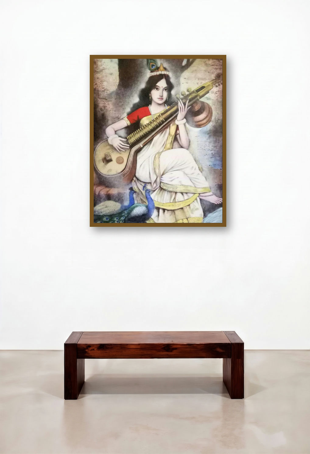 Saraswati (The Divine Muse) by artist Vijay Gille displayed in a Urban Loft Bedroom