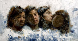 Portrait oil painting titled 'Self Conversation', 18x30 inches, by artist Abhijeet Patole on Canvas